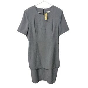 NEW Vintage Sunshine Starshine 16 Navy Plaid Short Sleeve Layered‎ Dress Preppy